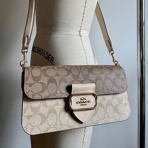 COACH MORGAN SHOULDER IN BLOCKED SIGNATURE CANVAS